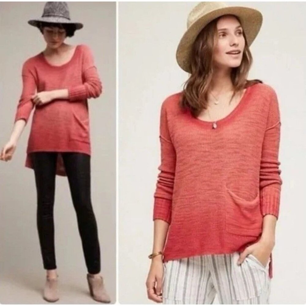 Moth Anthropologie Ombre Waffle Knit Oversized Uptown Pullover Sweater XS